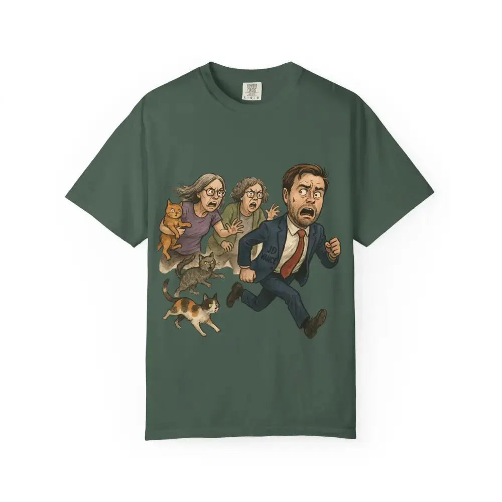 Cats Chasing Figure T-Shirt Funny - Blue Spruce / S - T-Shirts