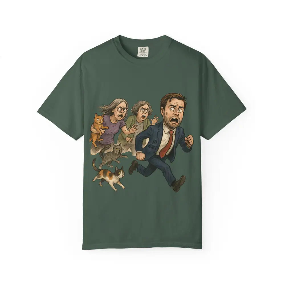 Cats Chasing Figure T-Shirt Funny - Blue Spruce / S - T-Shirts