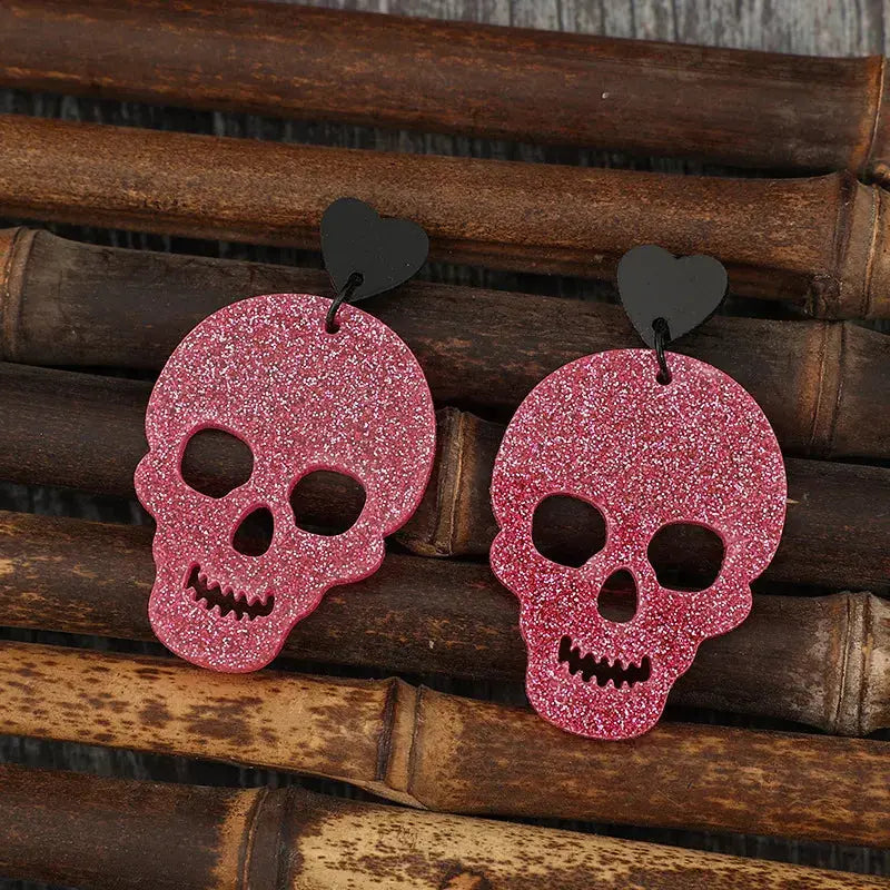Acrylic Skeleton & Heart Earrings - FloofChonk