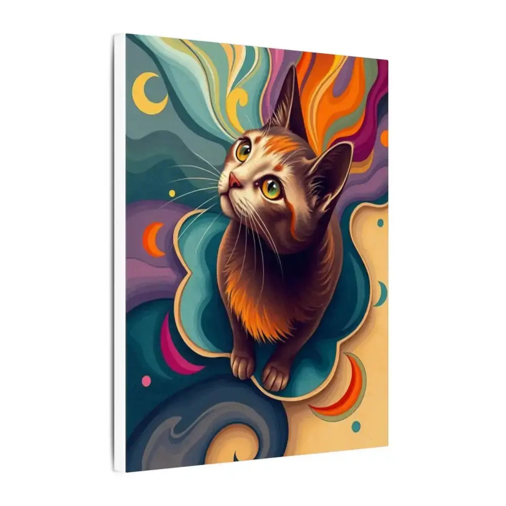 Colorful Cat Canvas Art – Stretched Wall Decor for Pet Lovers - FloofChonk