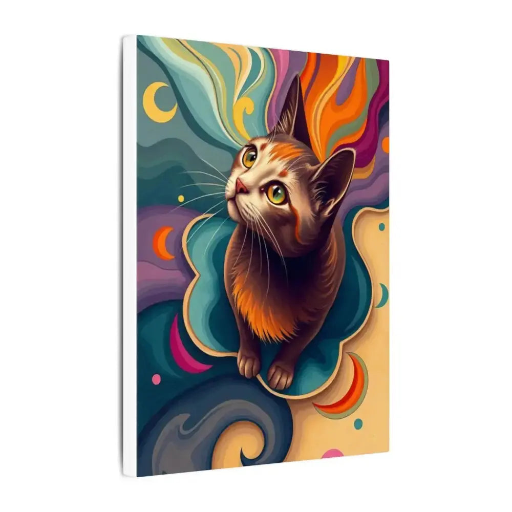 Colorful Cat Canvas Art – Stretched Wall Decor for Pet Lovers - FloofChonk