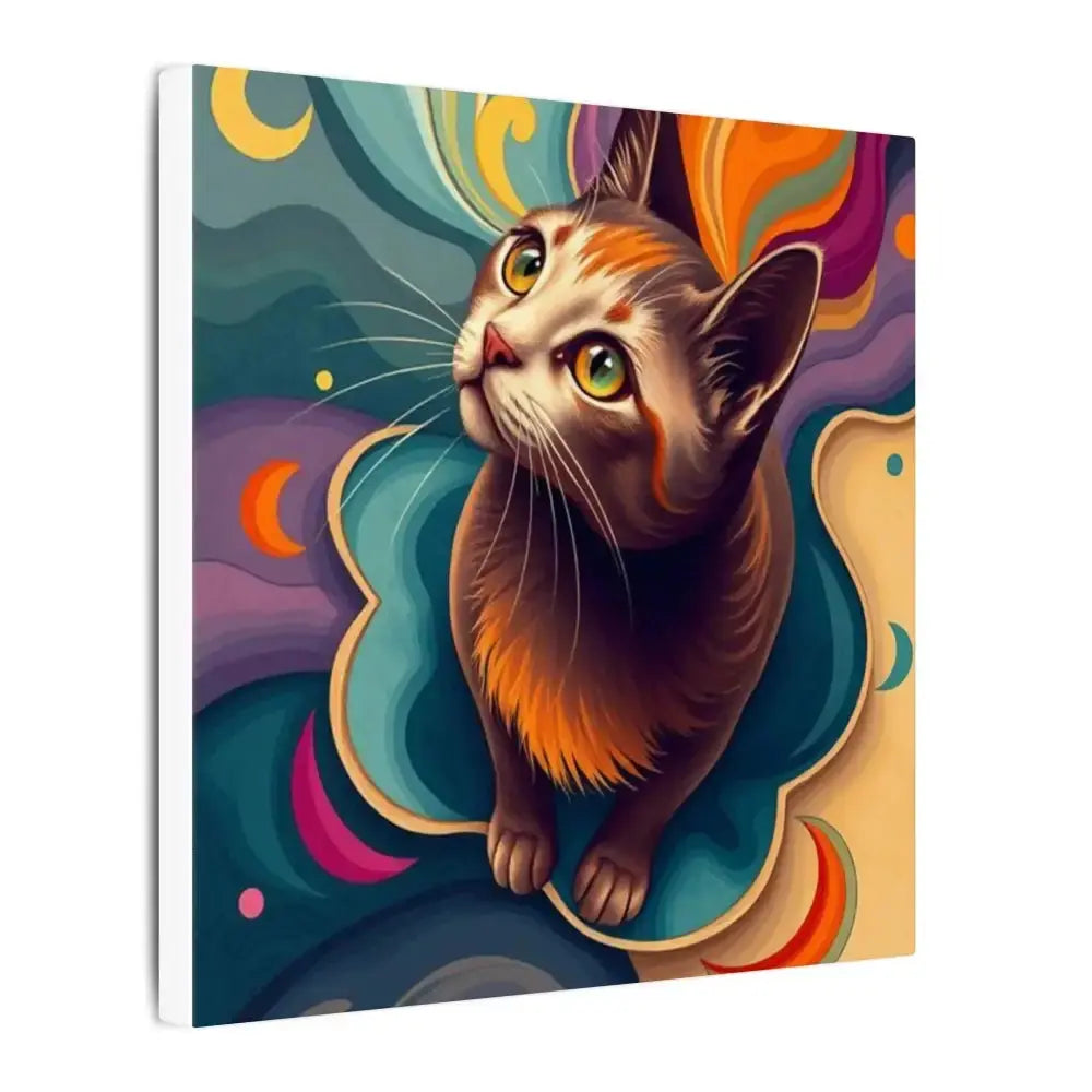 Colorful Cat Canvas Art – Stretched Wall Decor for Pet Lovers - FloofChonk