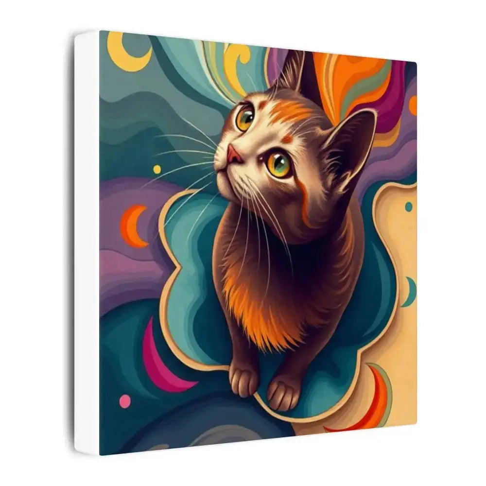 Colorful Cat Canvas Art – Stretched Wall Decor for Pet Lovers - FloofChonk