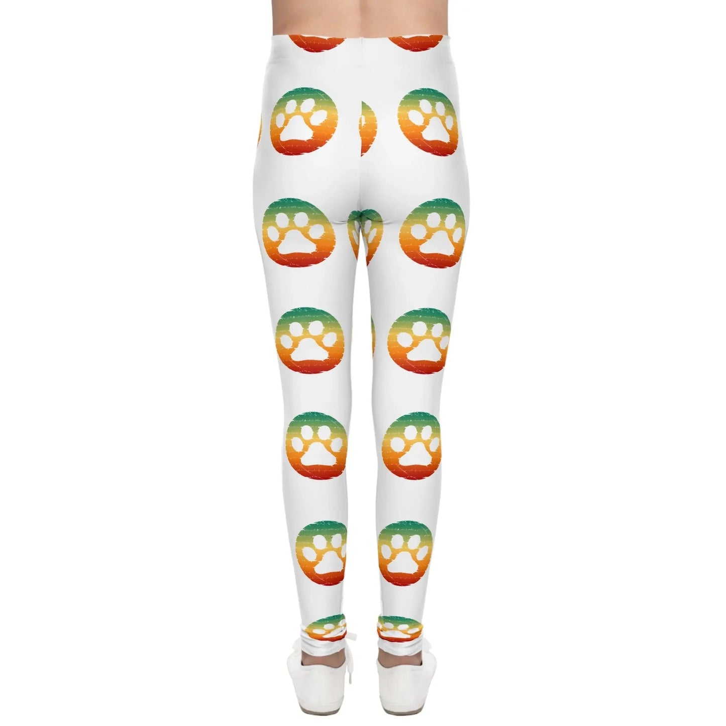 Colorful Paw Print Youth Leggings - Comfortable Activewear for Kids - FloofChonk
