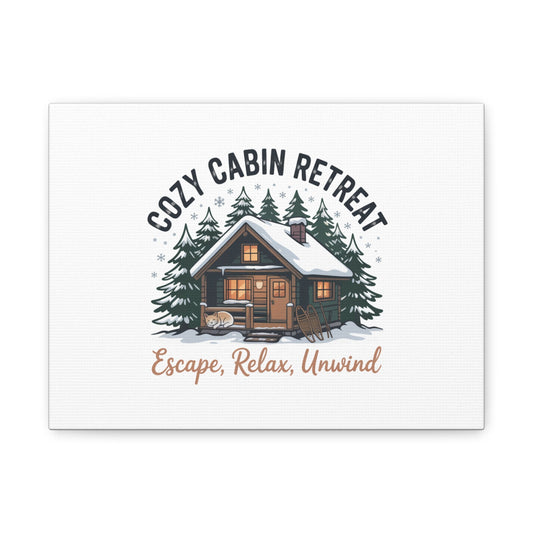 Cozy Cabin Retreat Log Cabin Art Print | Matte Canvas Stretched, 1.25" - FloofChonk