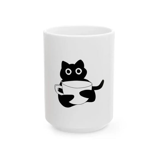 Cute Cat Coffee Cup - Fun Ceramic Coffee Cup (11oz, 15oz) - FloofChonk