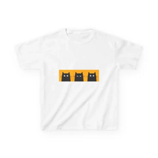 Cute Cat Faces Kids' Tee - Fun & Playful Heavy Cotton Shirt - FloofChonk