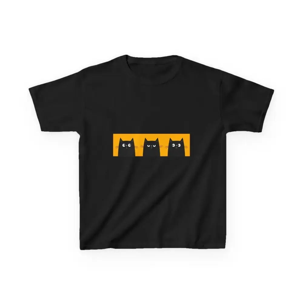 Cute Cat Faces Kids' Tee - Fun & Playful Heavy Cotton Shirt - FloofChonk