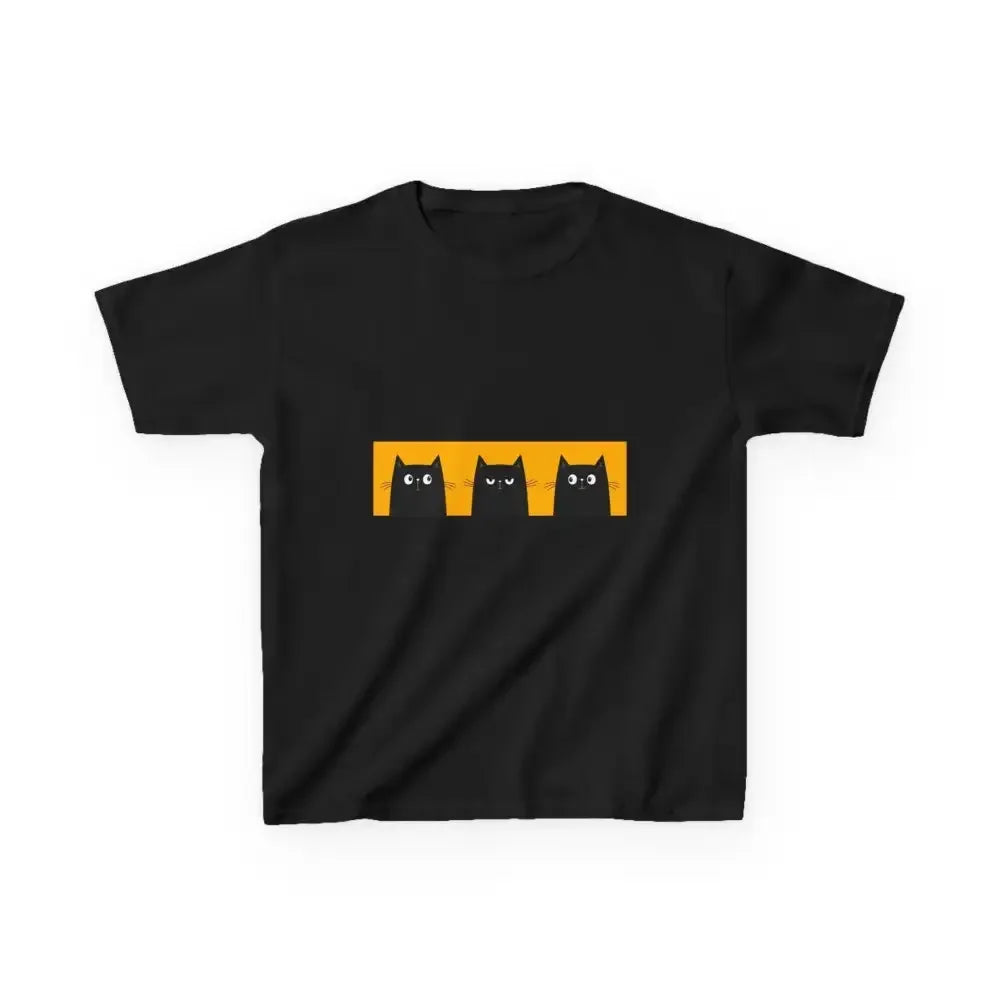 Cute Cat Faces Kids' Tee - Fun & Playful Heavy Cotton Shirt - FloofChonk