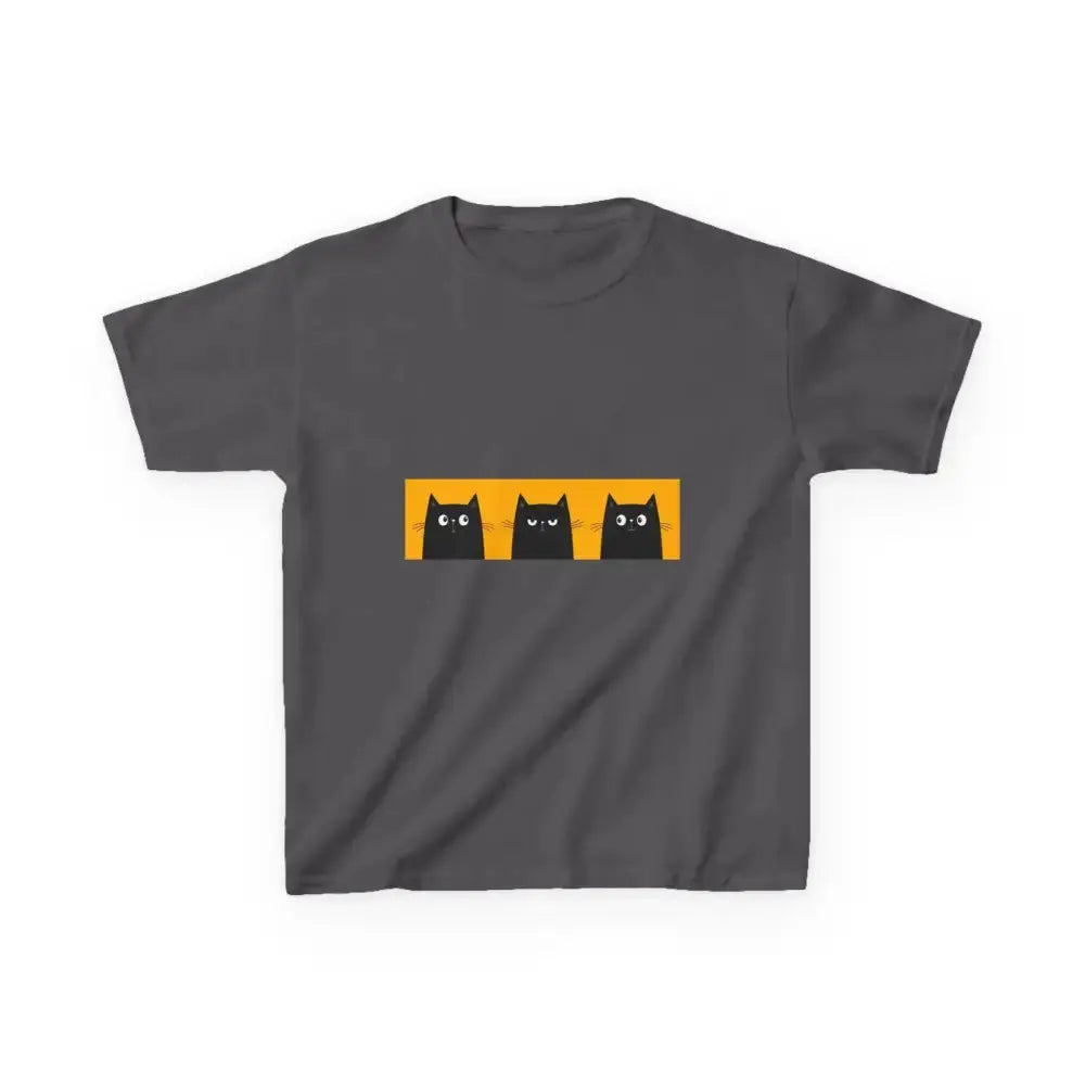 Cute Cat Faces Kids' Tee - Fun & Playful Heavy Cotton Shirt - FloofChonk
