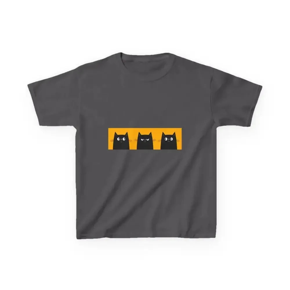 Cute Cat Faces Kids' Tee - Fun & Playful Heavy Cotton Shirt - FloofChonk