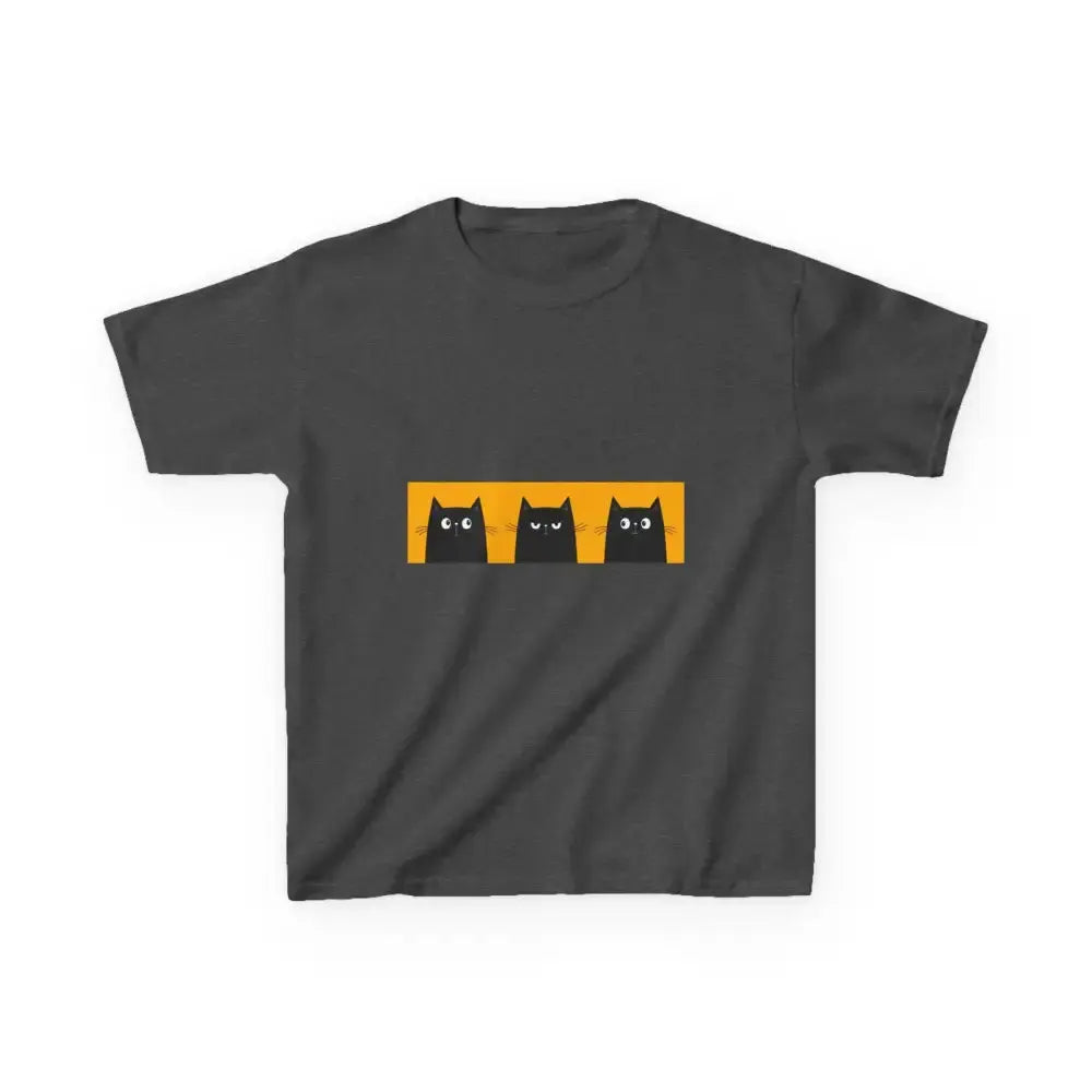 Cute Cat Faces Kids' Tee - Fun & Playful Heavy Cotton Shirt - FloofChonk