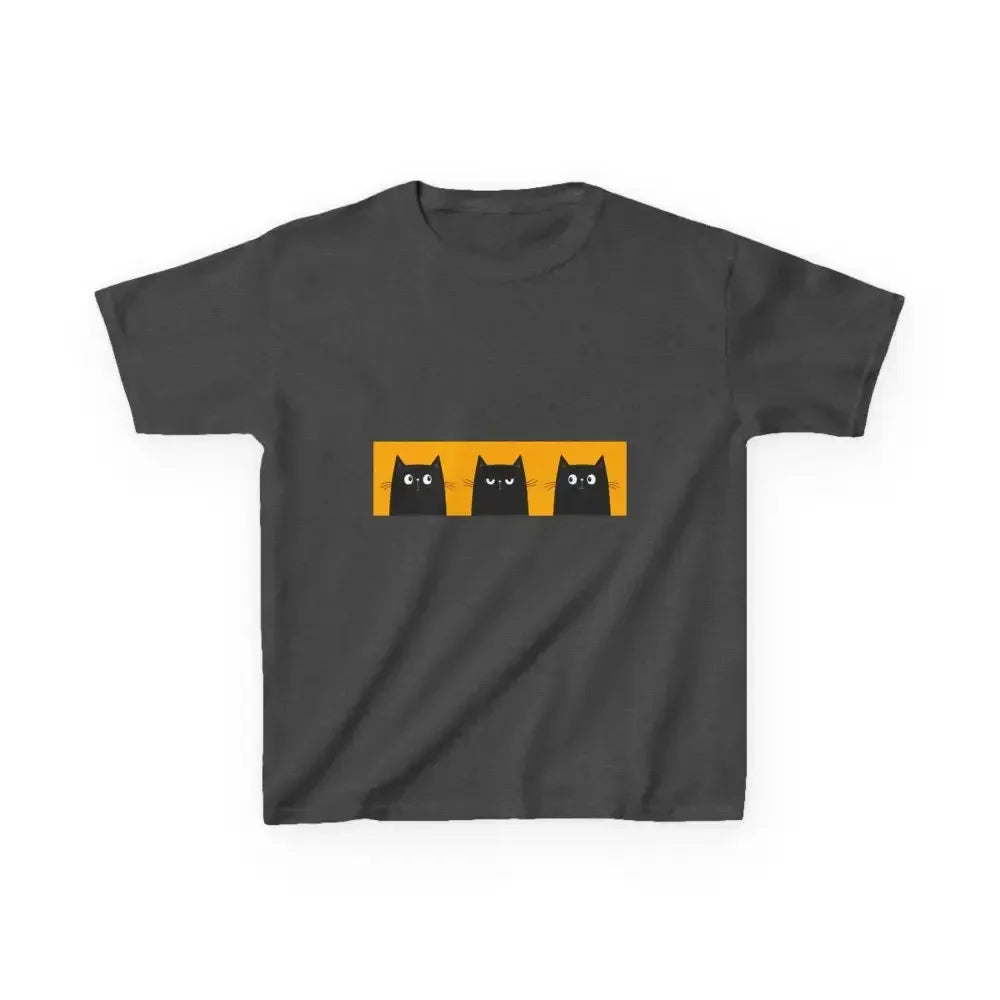 Cute Cat Faces Kids' Tee - Fun & Playful Heavy Cotton Shirt - FloofChonk