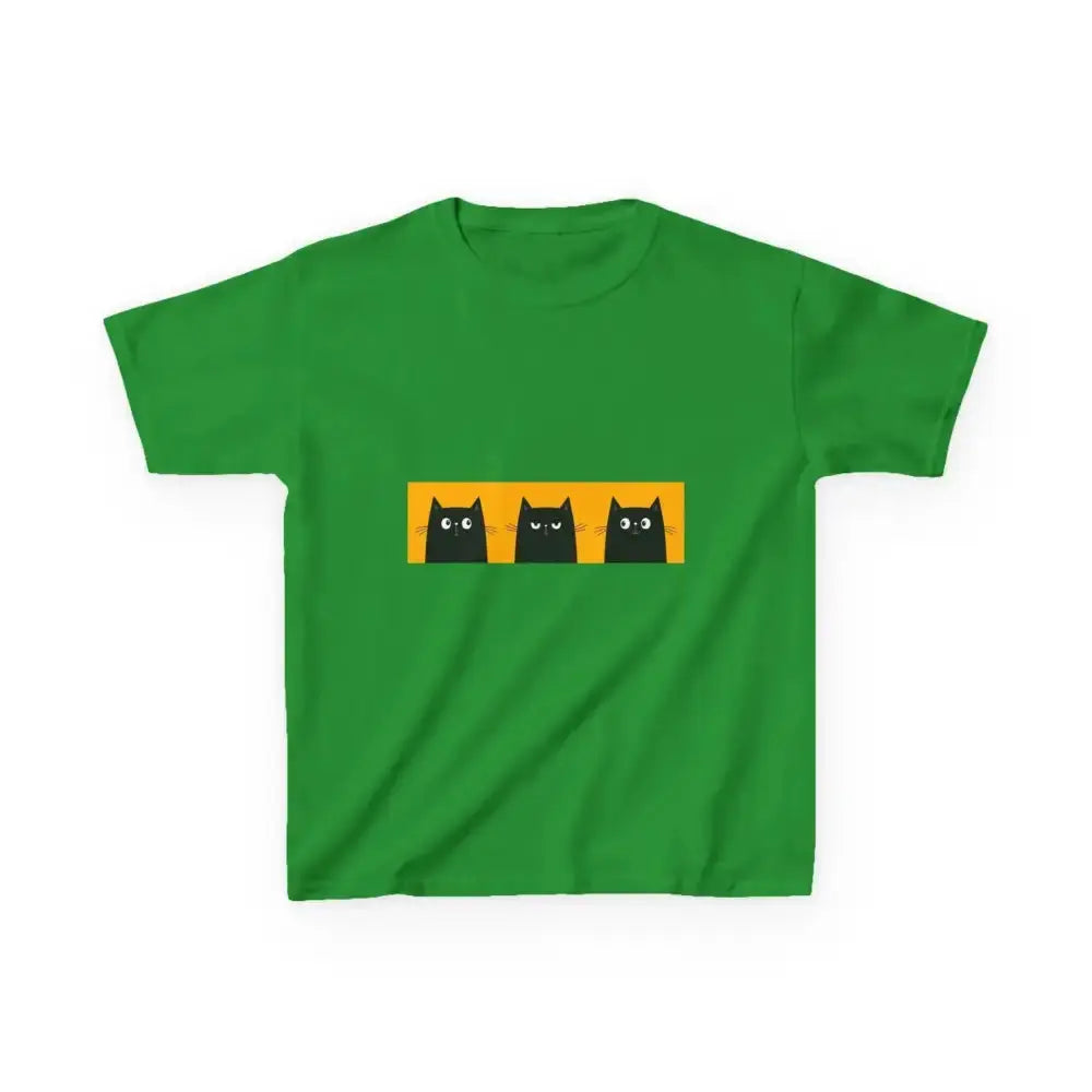Cute Cat Faces Kids' Tee - Fun & Playful Heavy Cotton Shirt - FloofChonk