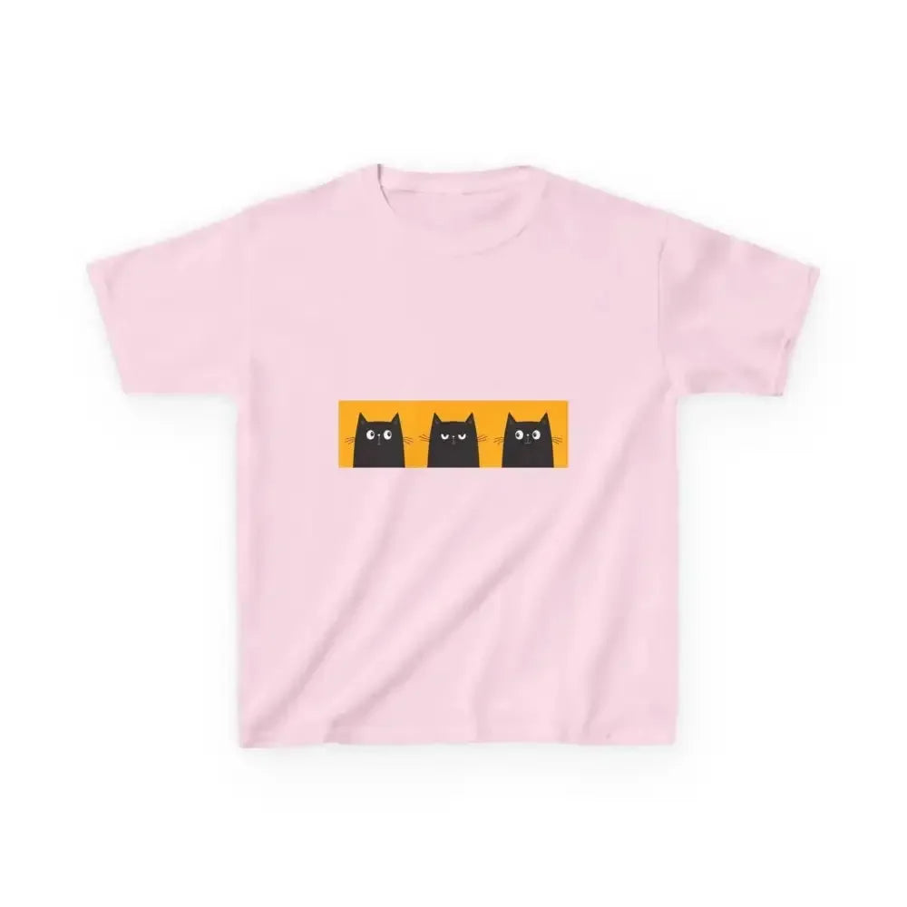 Cute Cat Faces Kids' Tee - Fun & Playful Heavy Cotton Shirt - FloofChonk