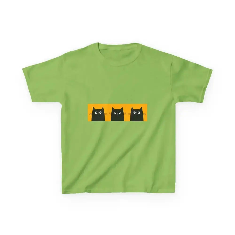 Cute Cat Faces Kids' Tee - Fun & Playful Heavy Cotton Shirt - FloofChonk