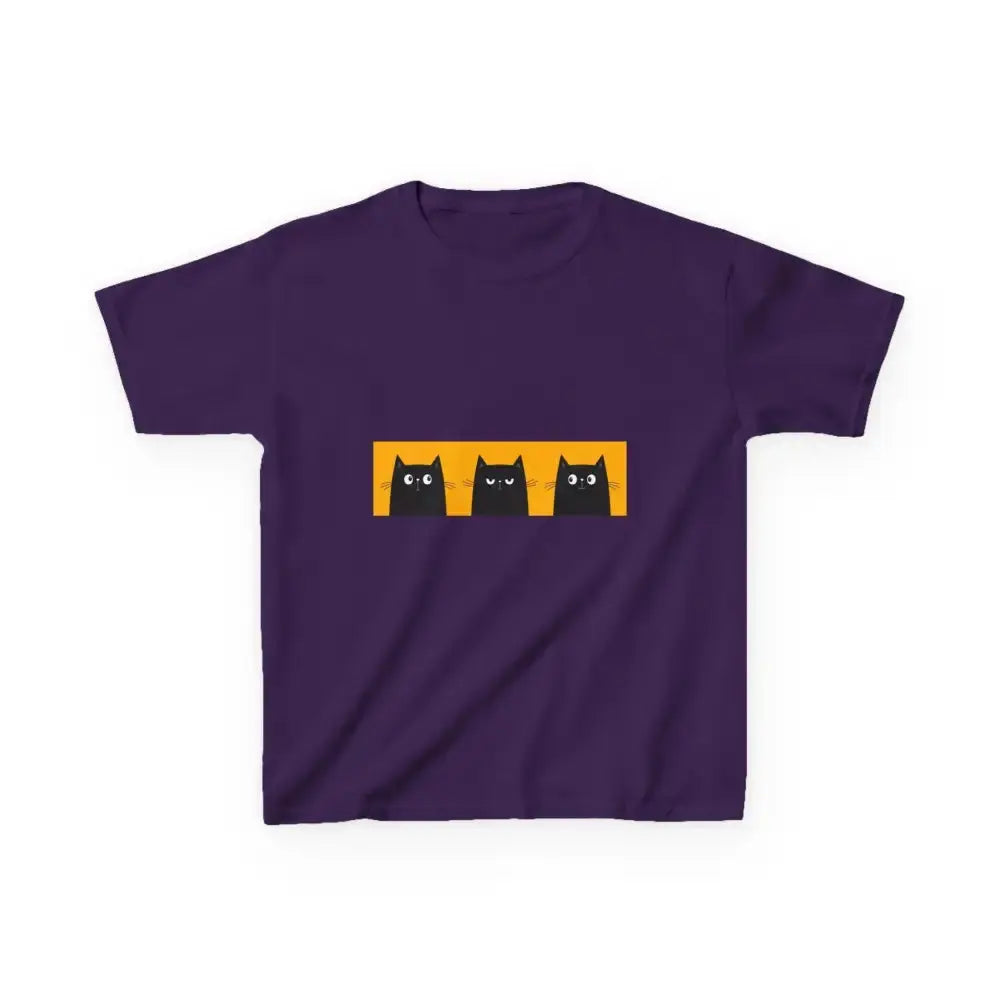Cute Cat Faces Kids' Tee - Fun & Playful Heavy Cotton Shirt - FloofChonk