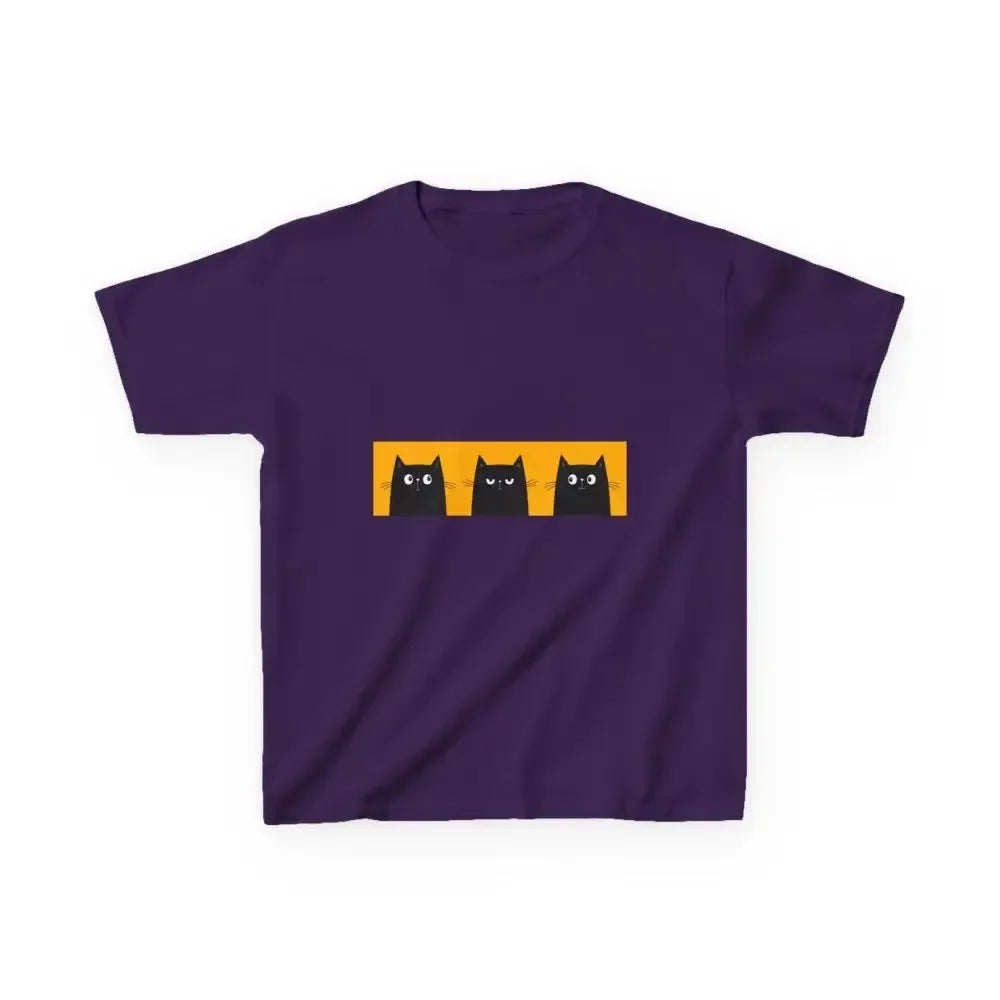 Cute Cat Faces Kids' Tee - Fun & Playful Heavy Cotton Shirt - FloofChonk
