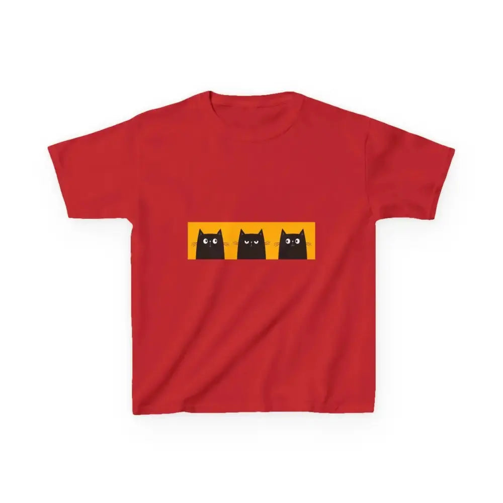 Cute Cat Faces Kids' Tee - Fun & Playful Heavy Cotton Shirt - FloofChonk