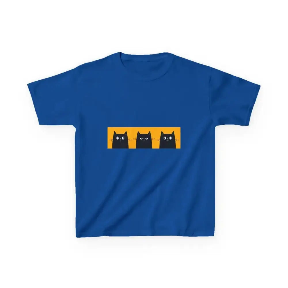 Cute Cat Faces Kids' Tee - Fun & Playful Heavy Cotton Shirt - FloofChonk