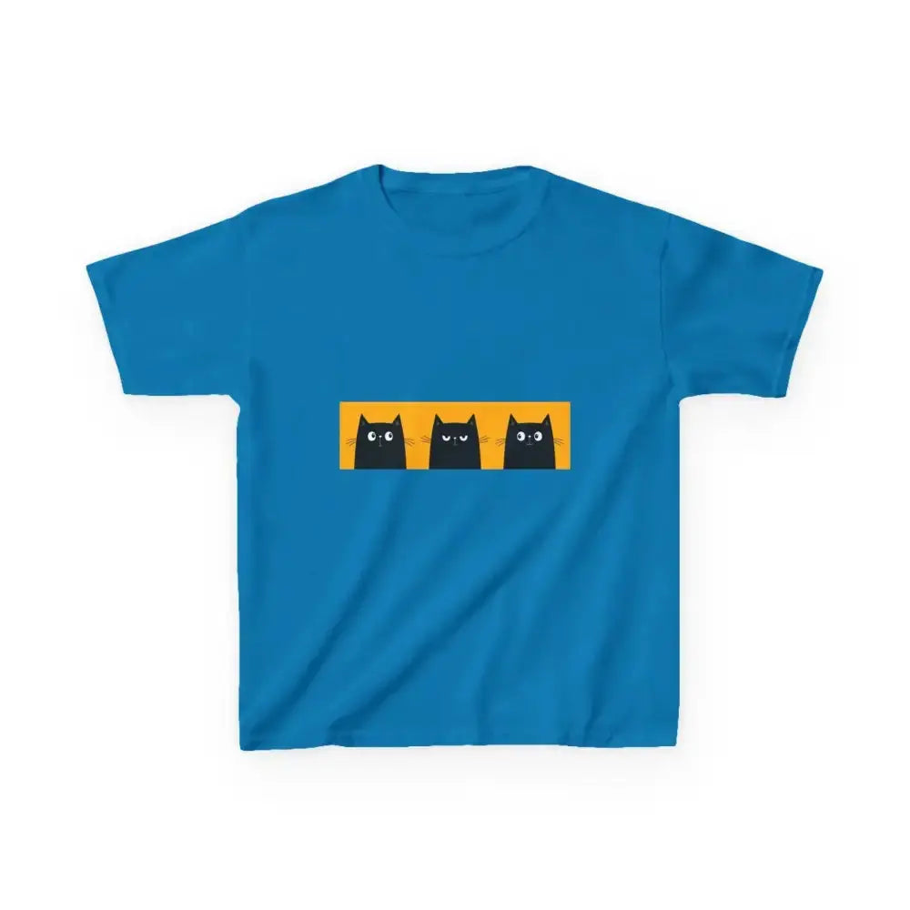 Cute Cat Faces Kids' Tee - Fun & Playful Heavy Cotton Shirt - FloofChonk
