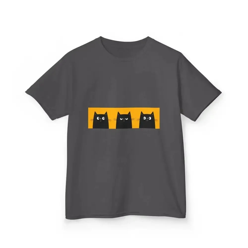Cute Cat Faces Kids' Tee - Fun & Playful Heavy Cotton Shirt - FloofChonk