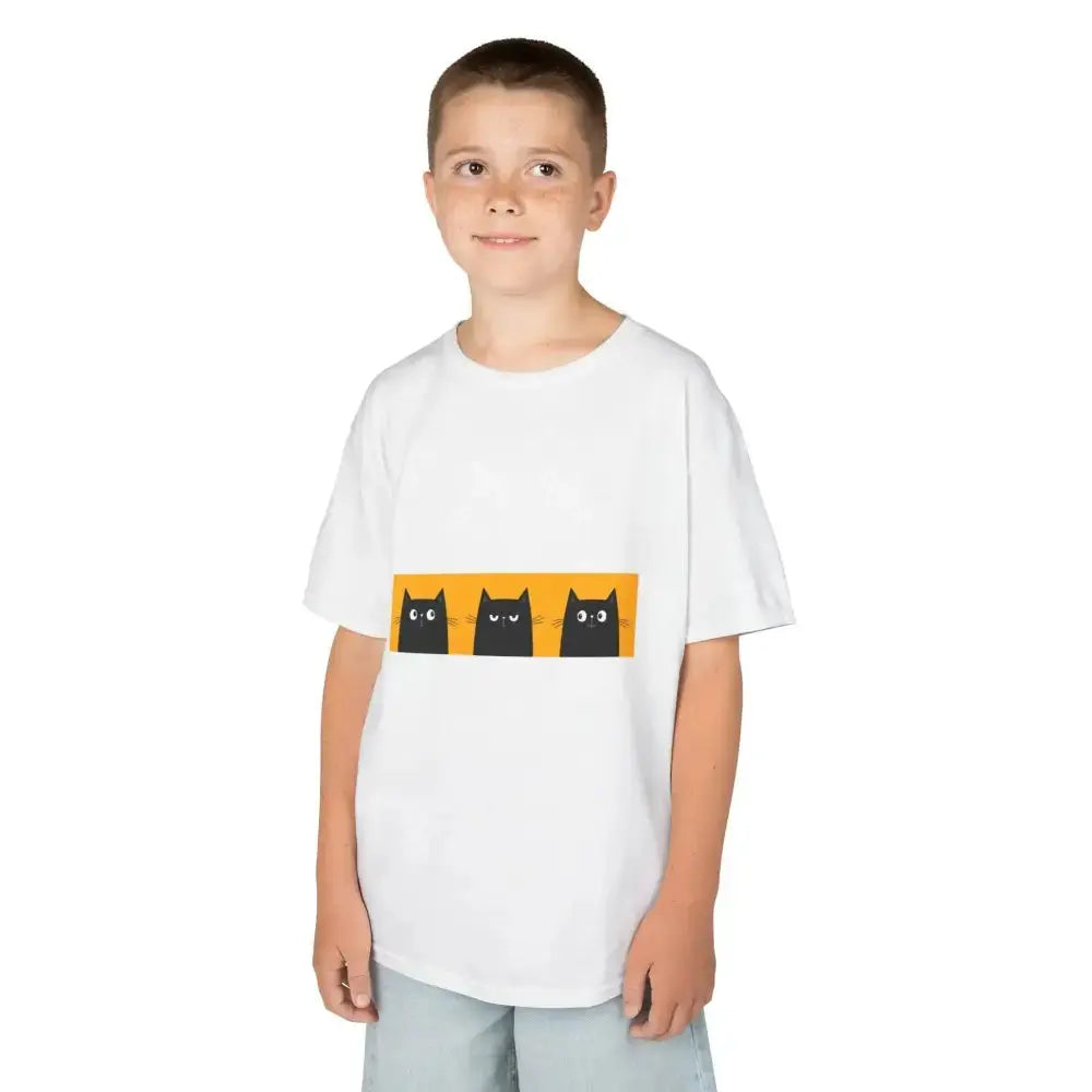Cute Cat Faces Kids' Tee - Fun & Playful Heavy Cotton Shirt - FloofChonk