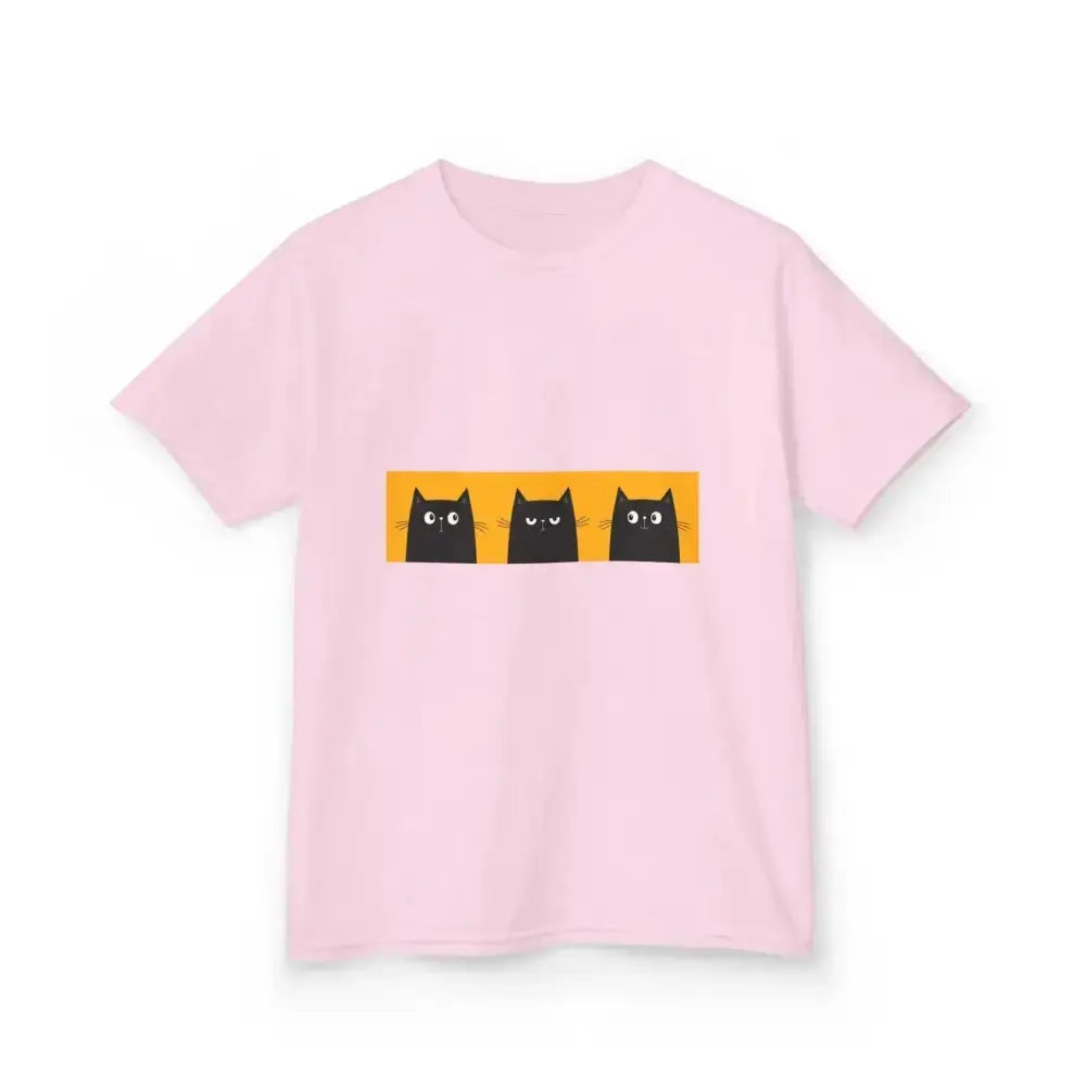 Cute Cat Faces Kids' Tee - Fun & Playful Heavy Cotton Shirt - FloofChonk