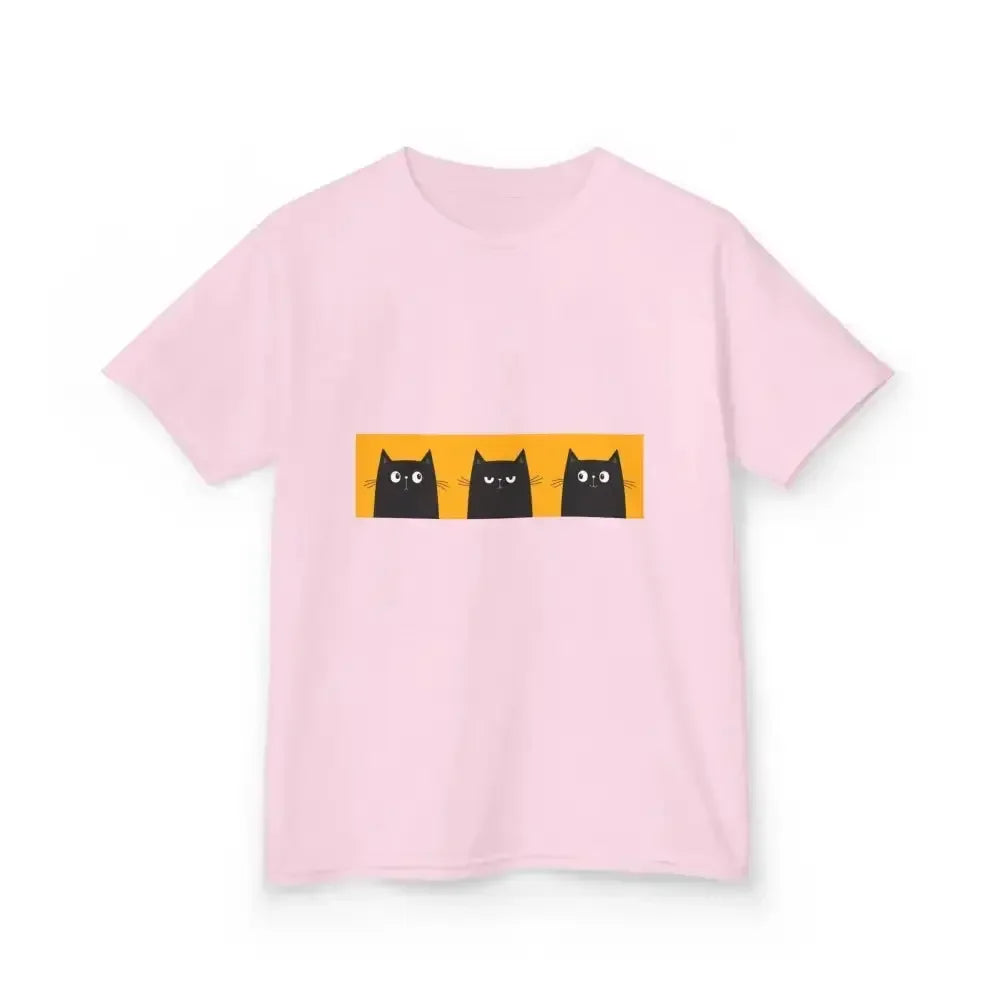 Cute Cat Faces Kids' Tee - Fun & Playful Heavy Cotton Shirt - FloofChonk