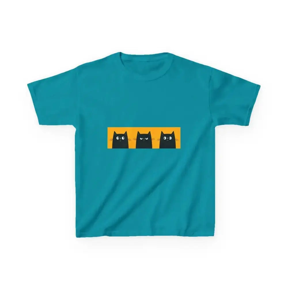 Cute Cat Faces Kids' Tee - Fun & Playful Heavy Cotton Shirt - FloofChonk