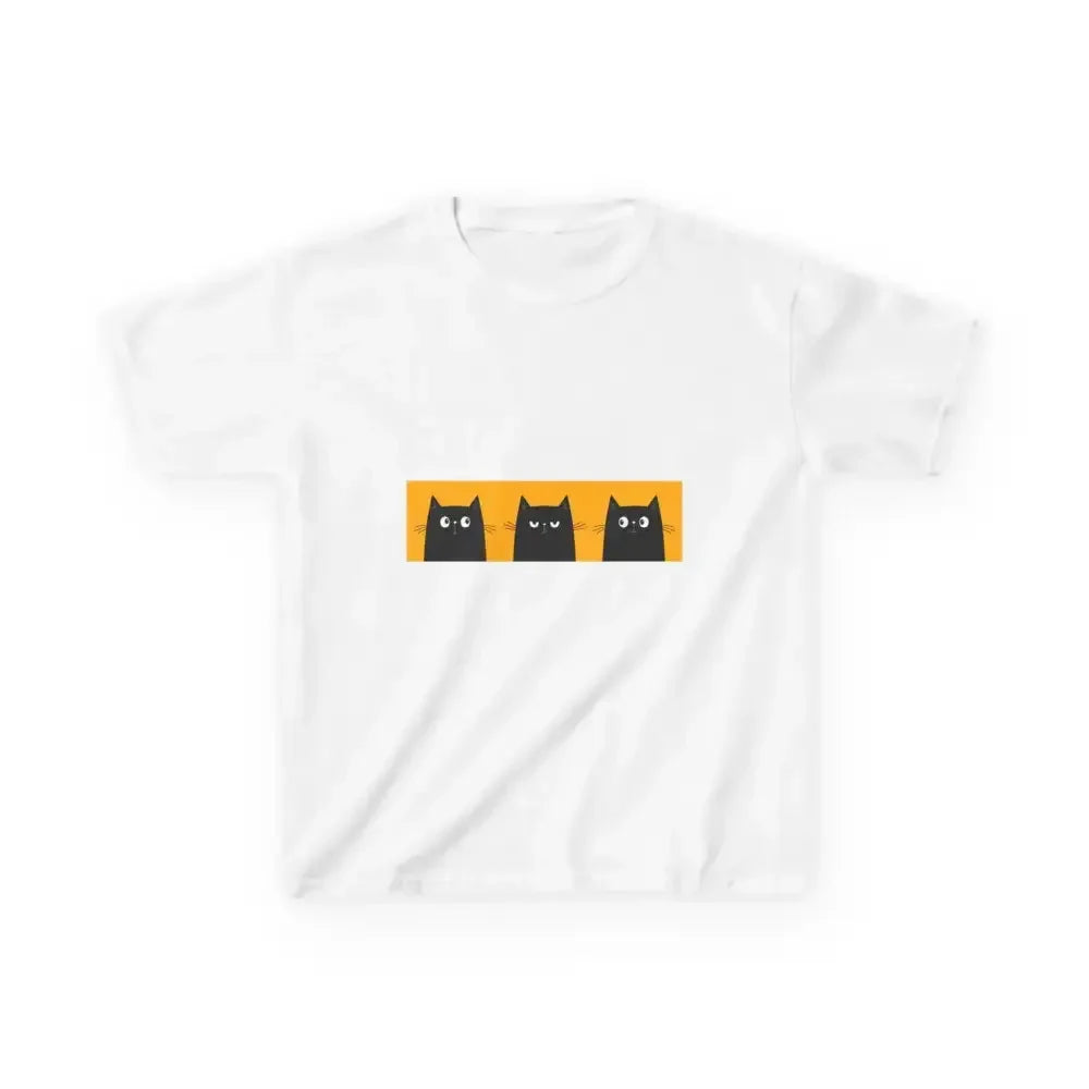 Cute Cat Faces Kids' Tee - Fun & Playful Heavy Cotton Shirt - FloofChonk