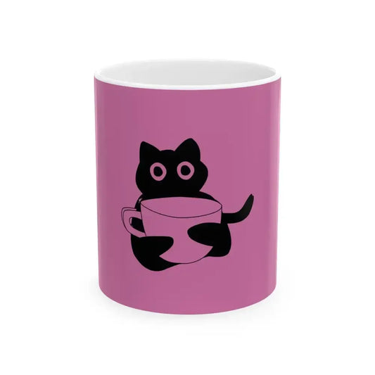 Cute Cat Holding Mug - Fun Ceramic Coffee Cup (11oz, 15oz) - FloofChonk