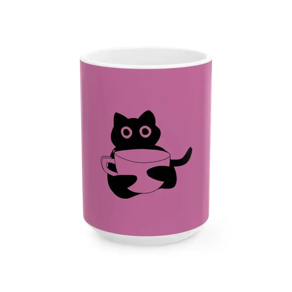 Cute Cat Holding Mug - Fun Ceramic Coffee Cup (11oz, 15oz) - FloofChonk
