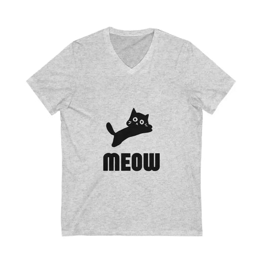Cute Cat Meow Unisex V-Neck Tee - Perfect for Cat Lovers - FloofChonk