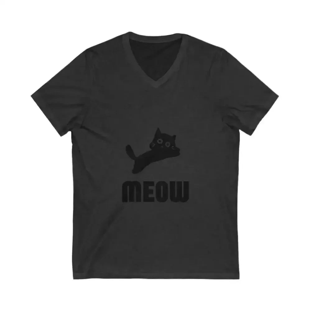 Cute Cat Meow Unisex V-Neck Tee - Perfect for Cat Lovers - FloofChonk