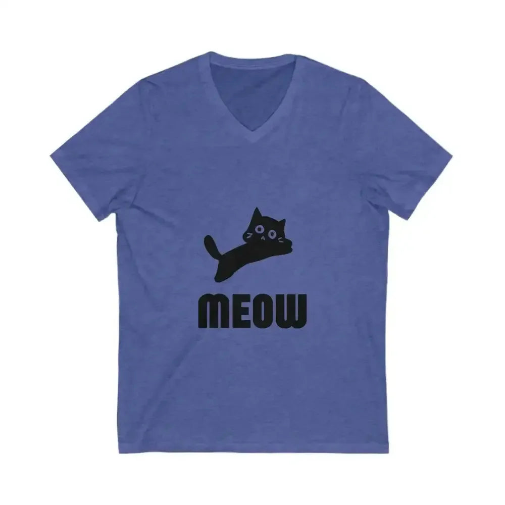Cute Cat Meow Unisex V-Neck Tee - Perfect for Cat Lovers - FloofChonk