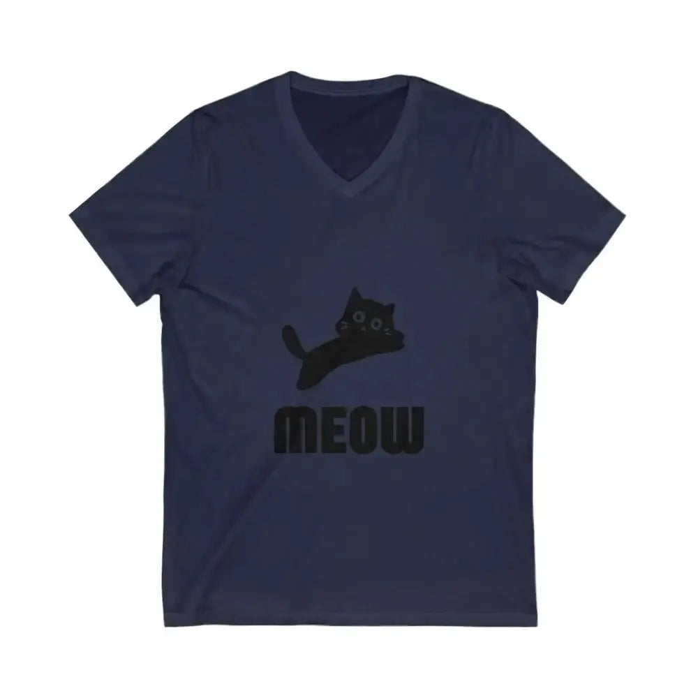 Cute Cat Meow Unisex V - Neck Tee - Perfect for Cat Lovers - FloofChonk