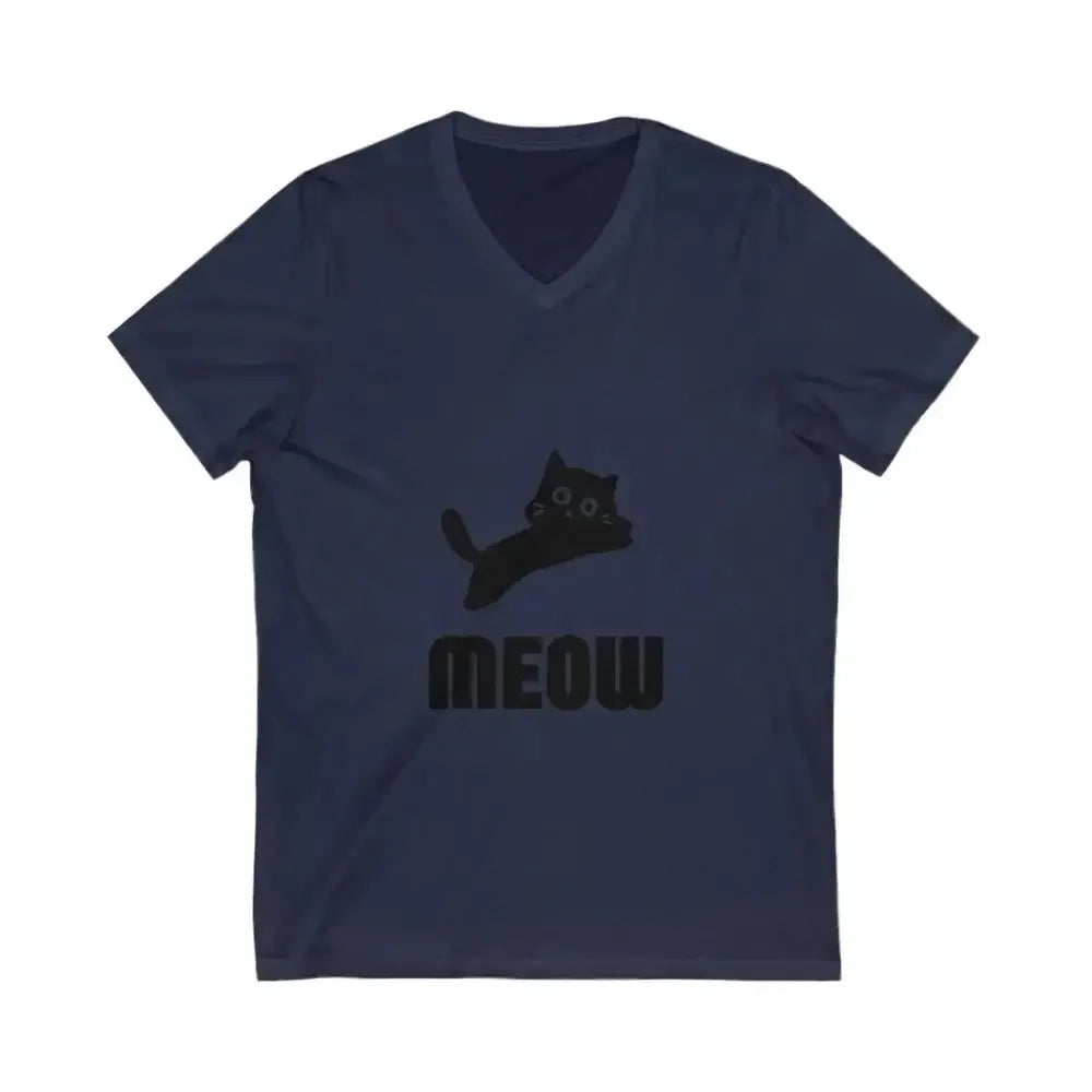 Cute Cat Meow Unisex V-Neck Tee - Perfect for Cat Lovers - FloofChonk