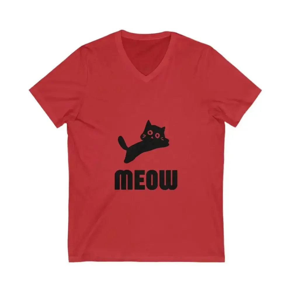 Cute Cat Meow Unisex V-Neck Tee - Perfect for Cat Lovers - FloofChonk