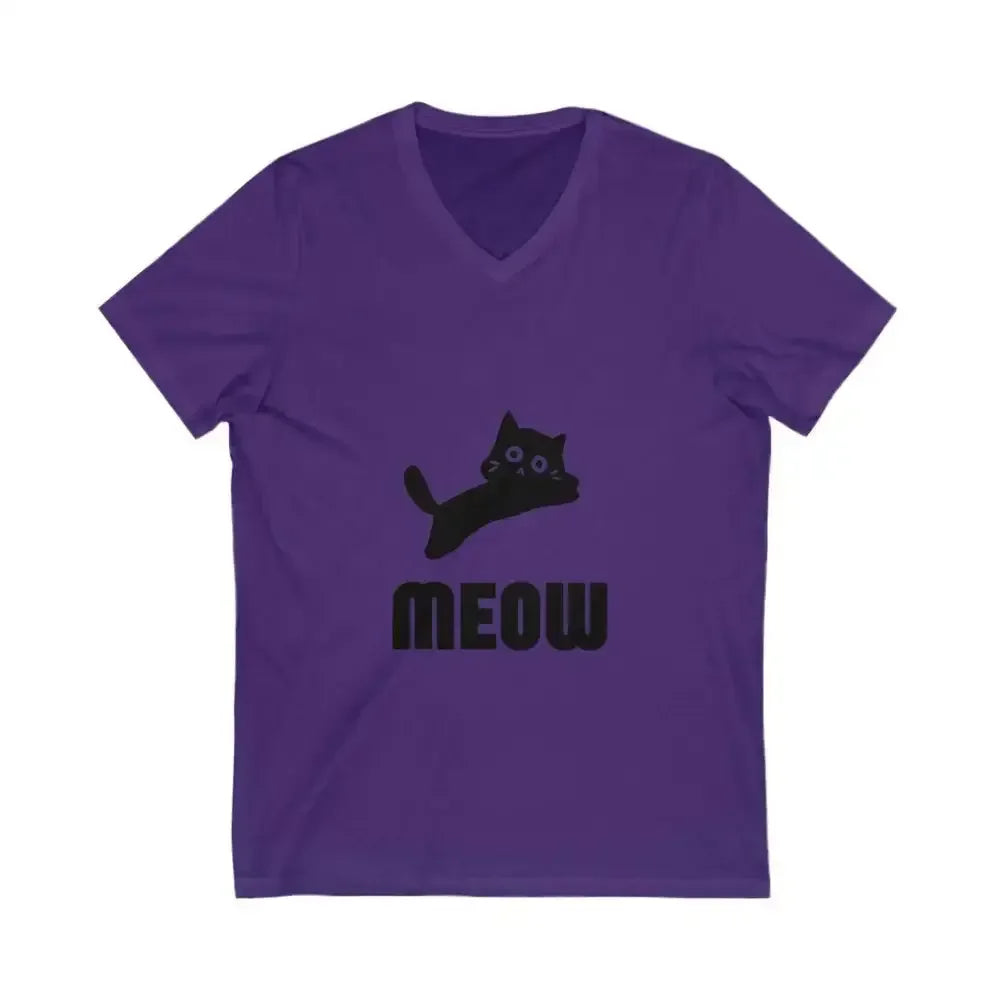 Cute Cat Meow Unisex V-Neck Tee - Perfect for Cat Lovers - FloofChonk