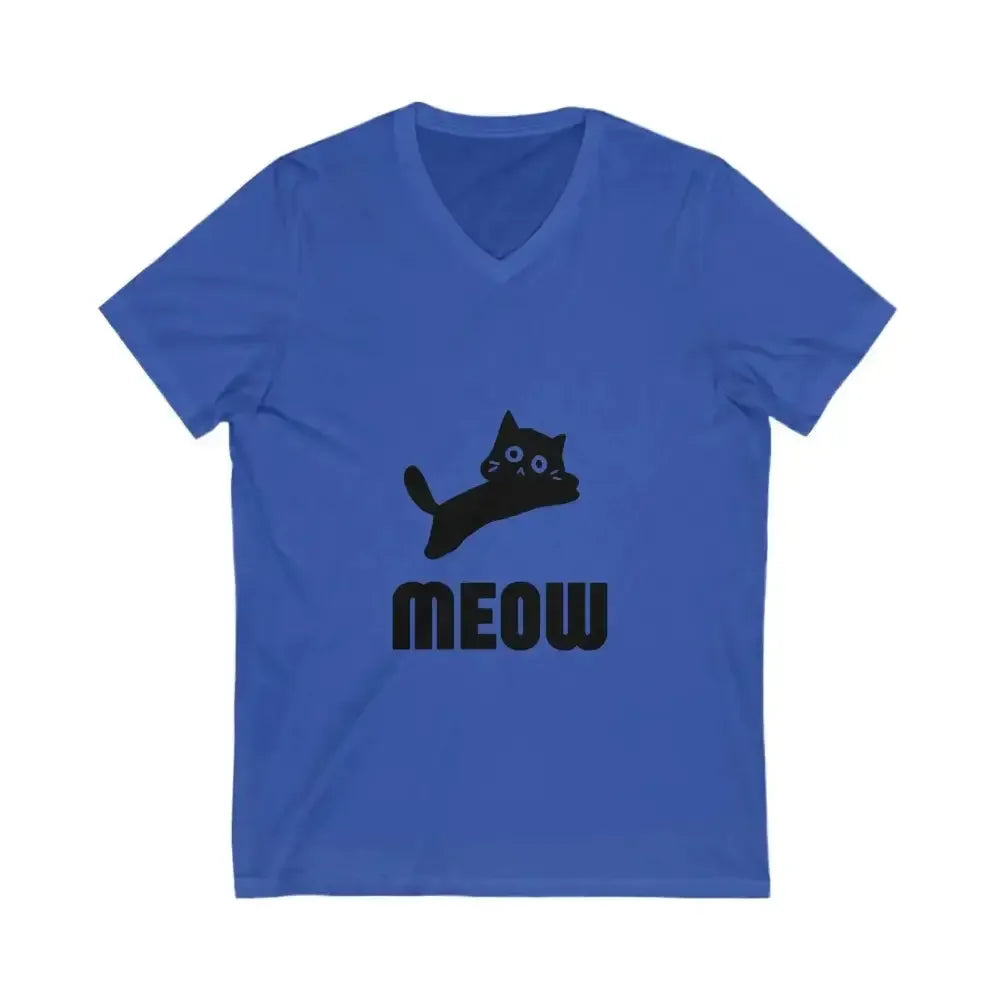 Cute Cat Meow Unisex V-Neck Tee - Perfect for Cat Lovers - FloofChonk