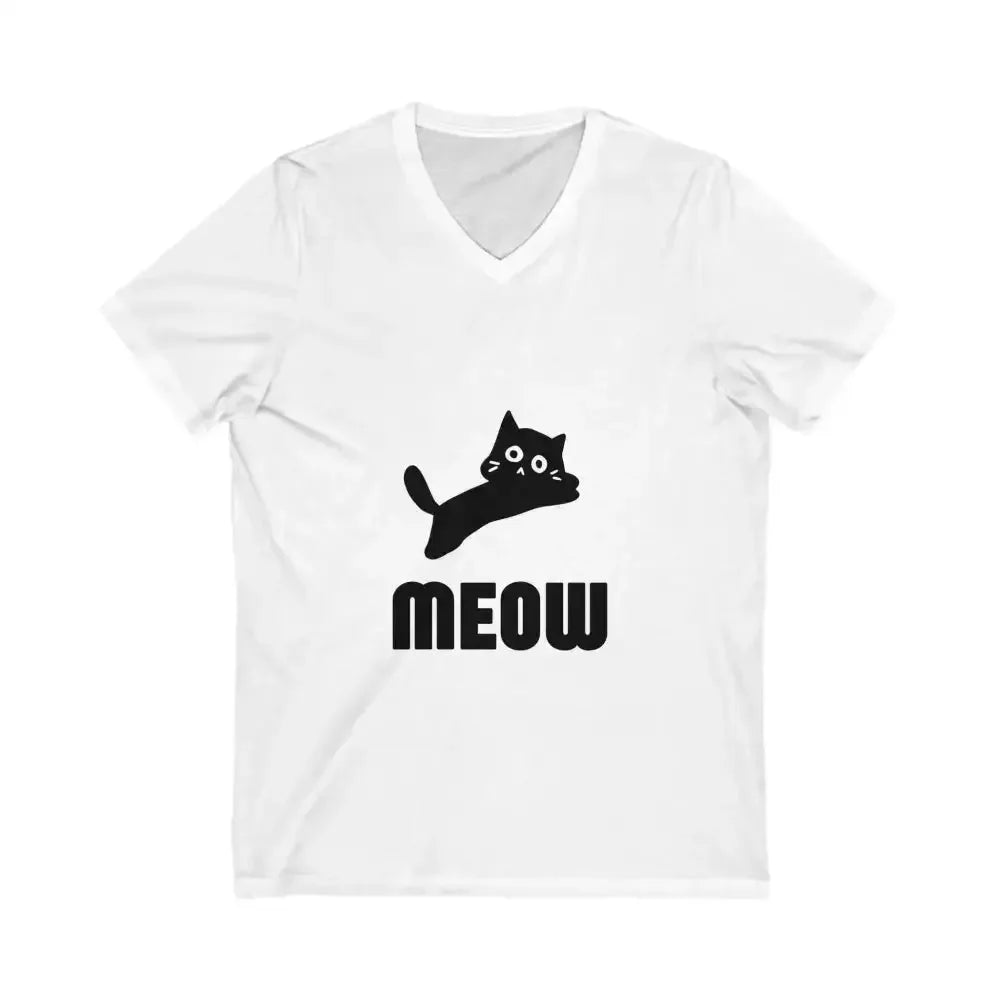 Cute Cat Meow Unisex V-Neck Tee - Perfect for Cat Lovers - FloofChonk