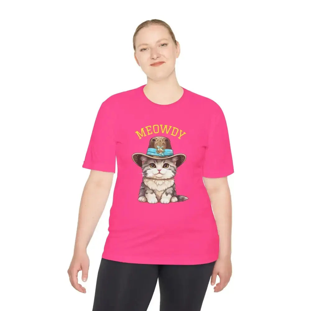 Cute Cat Themed Performance Tee - Perfect for Cat Lovers, Gift for Pet Owners, Fun Workout Shirt, Birthday and Holiday Apparel - FloofChonk