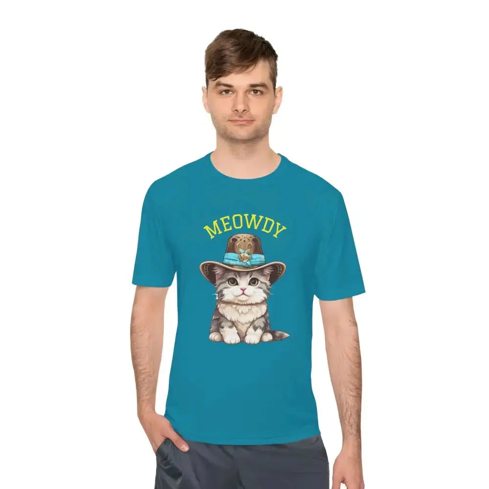 Cute Cat Themed Performance Tee - Perfect for Cat Lovers, Gift for Pet Owners, Fun Workout Shirt, Birthday and Holiday Apparel - FloofChonk