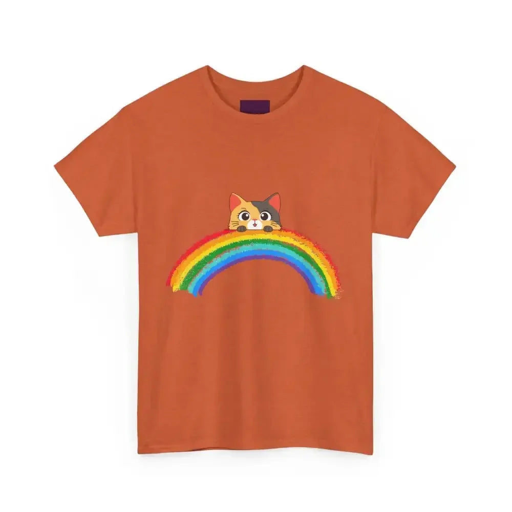 Cute Rainbow Cat Unisex tee, Summer Essential T-shirt for Cat Lovers - FloofChonk