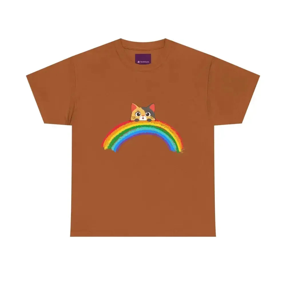 Cute Rainbow Cat Unisex tee, Summer Essential T-shirt for Cat Lovers - FloofChonk