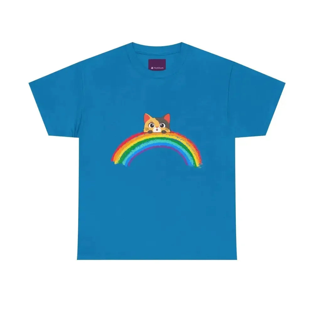 Cute Rainbow Cat Unisex tee, Summer Essential T-shirt for Cat Lovers - FloofChonk