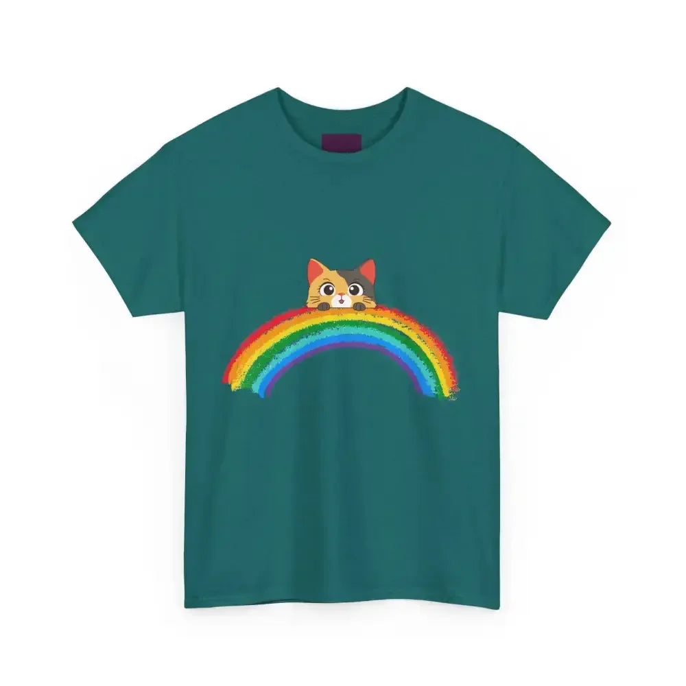 Cute Rainbow Cat Unisex tee, Summer Essential T-shirt for Cat Lovers - FloofChonk