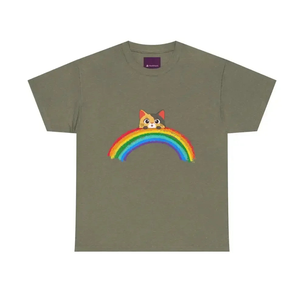 Cute Rainbow Cat Unisex tee, Summer Essential T-shirt for Cat Lovers - FloofChonk