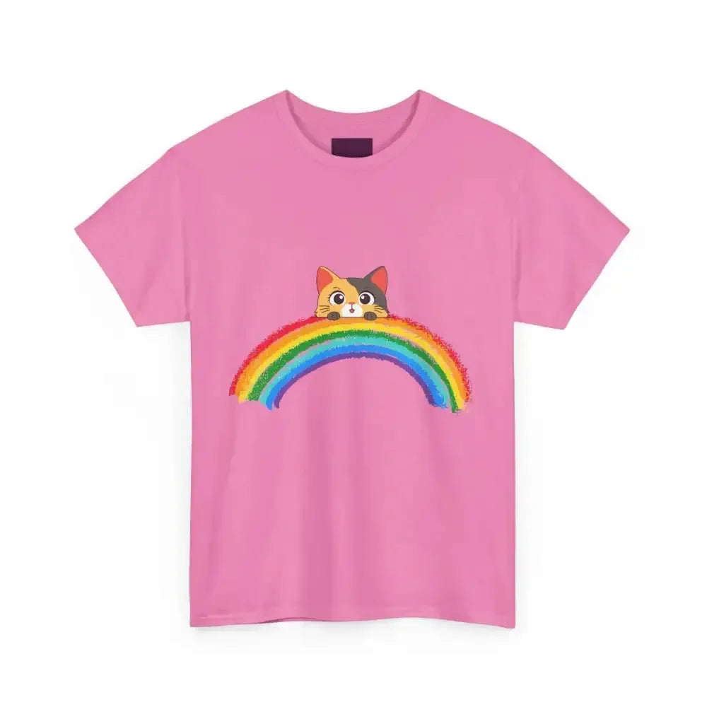 Cute Rainbow Cat Unisex tee, Summer Essential T-shirt for Cat Lovers - FloofChonk